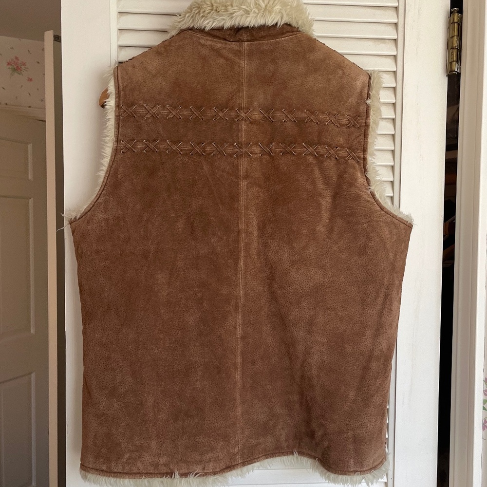Ruff Hewn Vintage Suede Leather and Sherpa Vest Size L - Picture 2 of 10